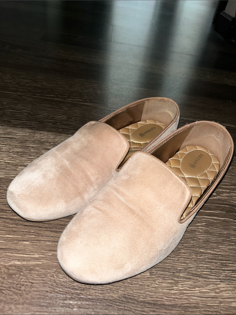 Birdies Suede Flats in Blush/Tan